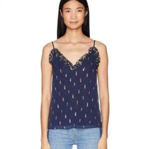 Rebecca Taylor Navy & Metallic Silk Cami (Size S)